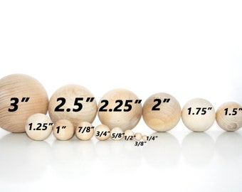 QTY 1- Various Sizes Wooden Balls, Wood Balls, Sorting Games, Math Game, Gnome Nose, Wood Balls, Natural Ball,Craft Balls, Solar System Ball