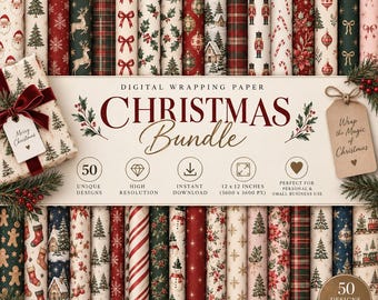 Paquete de papel de regalo digital navideño