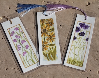 Floral original watercolor bookmarks