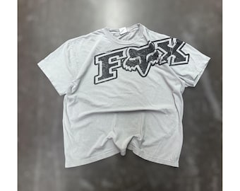 Fox Racing T-Shirt Mens XL Gray Big Logo Graphic Motocross MX BMX Skate Y2K Tee