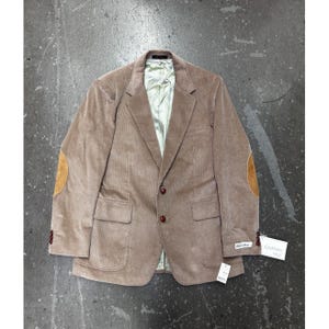 Jonathan Hale Corduroy Sport Coat Blazer Men's 42R Tan Elbow Patch Cotton NWT