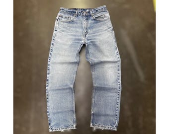 Vintage Levi's 505 Straight Leg Jeans Men's 32x30 Light Wash Distressed Red Tab