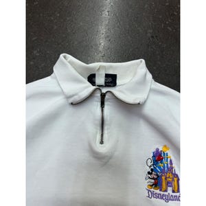 Vintage Disney Originals Disneyland Quarter Zip Sweatshirt White USA Made Large imagen 3