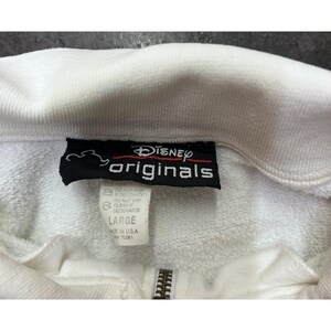 Vintage Disney Originals Disneyland Quarter Zip Sweatshirt White USA Made Large imagen 2