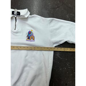 Vintage Disney Originals Disneyland Quarter Zip Sweatshirt White USA Made Large imagen 9
