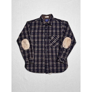 Vintage Pendleton Wool Shirt Men's XL Plaid USA Made Elbow Patches Lined 70s