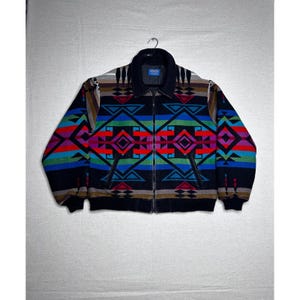 Vintage Pendleton High Grade Western Wear Wool Jacket Aztec Full Zip XL USA