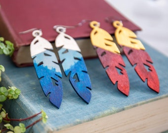 Laser Cut Feather Earrings