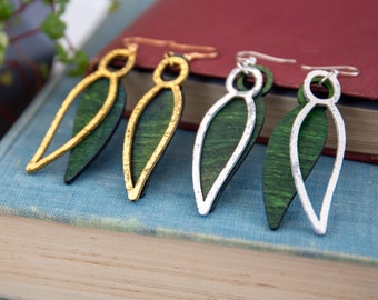 Laser Cut Double Leaf Earrings