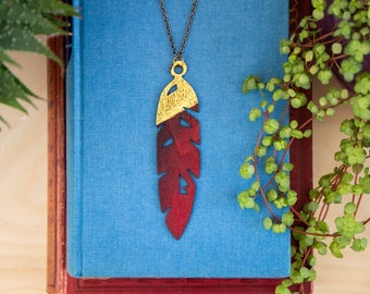 Laser Cut Feather Necklace