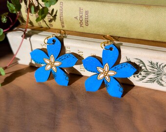 Hand-Painted Periwinkle Daydream Earrings – Laser Cut Wooden Statement Jewellery