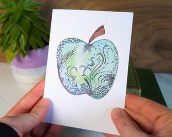 Hand-Drawn Apple A6 Card: Teacher Thank You Note