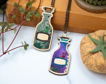 Magic Potion Bottle Necklace - Laser Cut Wooden Jewellery