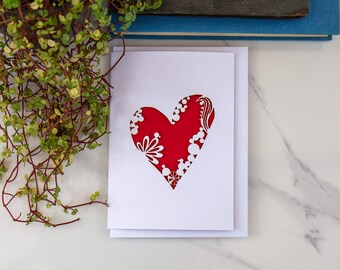 Laser Cut Heart Card - Valentines, Love Heart, Weddings