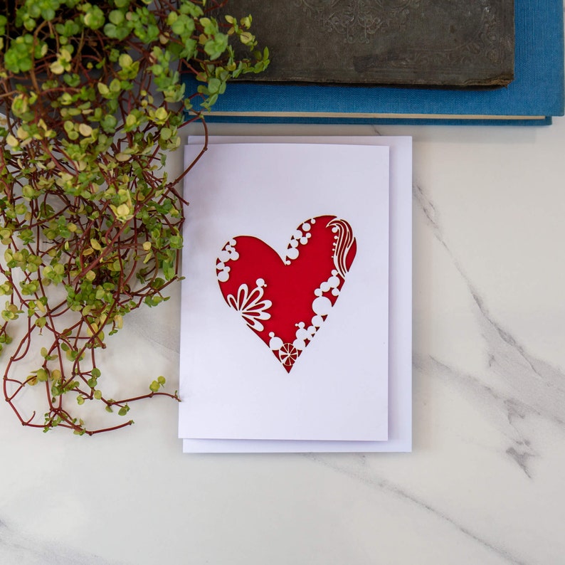 Laser Cut Heart Card Etsy