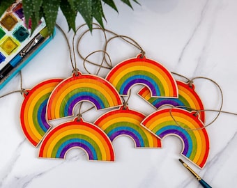 Laser Cut Wooden Rainbow Bunting - Party, Baby, Children, Decoration, Fun, Colourful