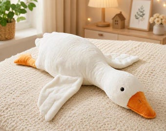 Übergroßes Gans Plüschkissen | Riesiges weiches Vogel Kuschelkissen, gemütliches Dekor