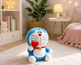 Doraemon Plüschtier | 8-Zoll-Stofftierspielzeug, gemütliches Schlafzimmerdekor, niedliches Anime-Geschenk