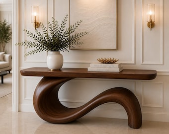 Handmade Walnut Curve Hallway Table