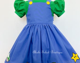 Vestido de Luigi hecho a medida, disfraz de Super Mario, talla 12 m a 12 años