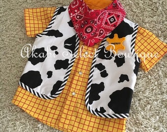 Custom Made to Order Toy Story Woody inspired costume Sz 6mo to 8Y