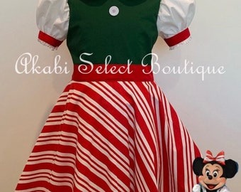 Custom Made to Order Minnie Mouse Christmas Inspired dress Sz 12M to 10Y