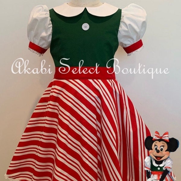 Custom Made to Order Minnie Mouse Christmas Inspired dress Sz 12M to 10Y