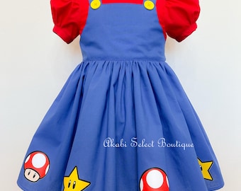 Vestido de Mario hecho a medida, disfraz de Super Mario, talla 12 m a 12 años