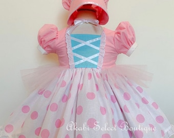 Custom Made to Order Toy Story Little Bo Peep inspired dress Sz 12m to 10Y  Come with bonnet hat