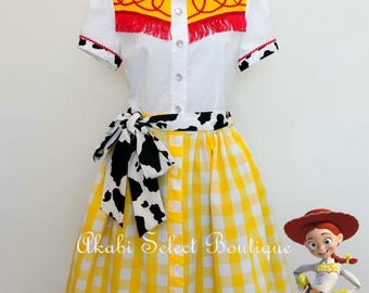 Custom Made to Order Toy Story Jessie  inspired dress Jessie costume cowgirl dress