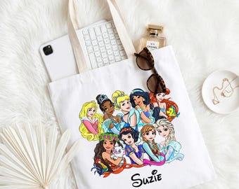 Gepersonaliseerde draagtas prinsen, Disney-draagtas aangepaste naam, cadeau voor Disney-fans, Disney draagtas