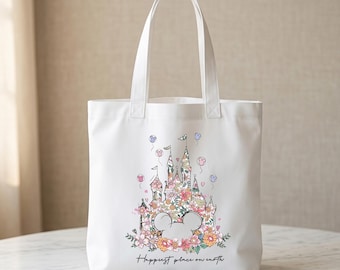 Draagtas Disneyland Happiest Place on Earth, draagtas kasteel Disney, cadeau voor Disney-fans, draagtas Disney