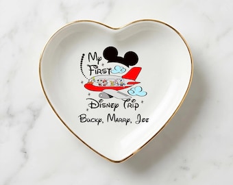 Gepersonaliseerde Disney-snuisterijschotel, mijn eerste Disney-reis sieradenblad, aangepaste naamschotel, vriendschotel, cadeau voor vriend