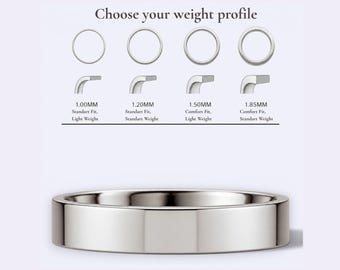 950 Platinum 4mm Flat Wedding Band, Polished, Comfort Fit, Ring