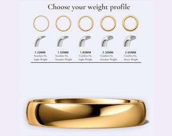 14K 3.5mm Yellow Gold Wedding Band, Polished, Round Ring, Comfort Fit