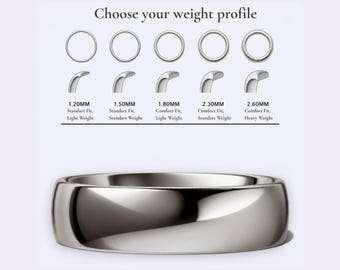 950 Platinum 5mm Wedding Band, Men’s Classic Round Platinum Ring, Comfort Fit Solid Platinum Wedding Band