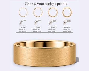 10K 6mm Yellow, Brushed Matte Flat Wedding Band | Gold | Comfort Fit