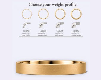 10k 3mm Yellow, Brushed Matte Flat Wedding Band | Solid Gold | Slim Comfort Fit