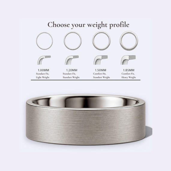 14K 6mm White Gold, Brushed Matte Flat Wedding Band | Comfort Fit - Inside Engraving Option