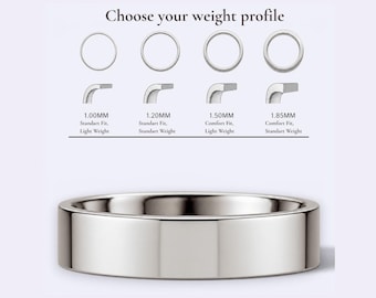950 Platinum 5mm Flat Wedding Band, Men’s Modern Ring, Comfort Fit, Solid