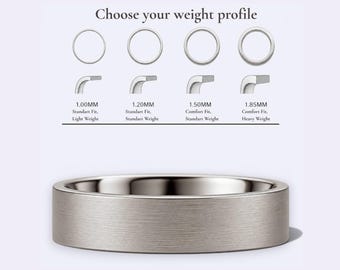 18K 5Mm, Brushed Matte Wedding Band | White Gold | Comfort Fit, Inside Engraving