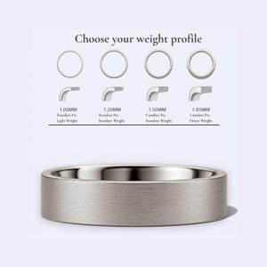 a selection of ring sizes and their corresponding standard weight, allowing the viewer to choose their preferred weight profile for a ring.
