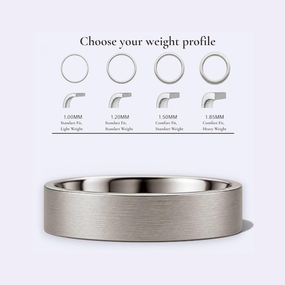 950 Platinum, 5Mm Flat Wedding Band, Brushed Finish | Comfort Fit Options, Made To Order
