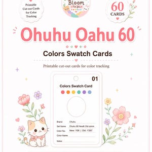 Ohuhu Color Swatch Cards Oahu 60 Colors  Printable, New and Old Color Codes, Marker Chart PDF, A4 US Letter
