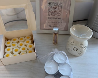 Pack Regalo de Wax Melts Margarita con Quemador | Set Aromático Completo | Regalo para Mujer | Decoración Hogar