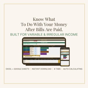 Google Sheets Budget Template | Paycheck & Monthly Cash Flow Planner | Bill Tracker for Irregular Income | BTABS Financial