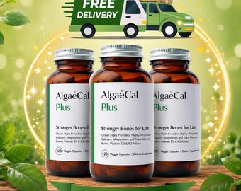 AlgaeCal Plus Veggie Capsules | Plant-Based Calcium, Vitamin D3 K2, Magnesium-3 Pack-Exp 12/29