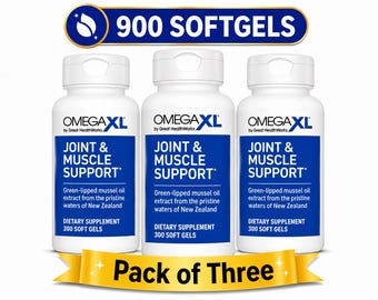 3 Pack - Omega XL Joint & Muscle Support Supplement, Green Lipped Mussel Oil 900 SOFTGELS