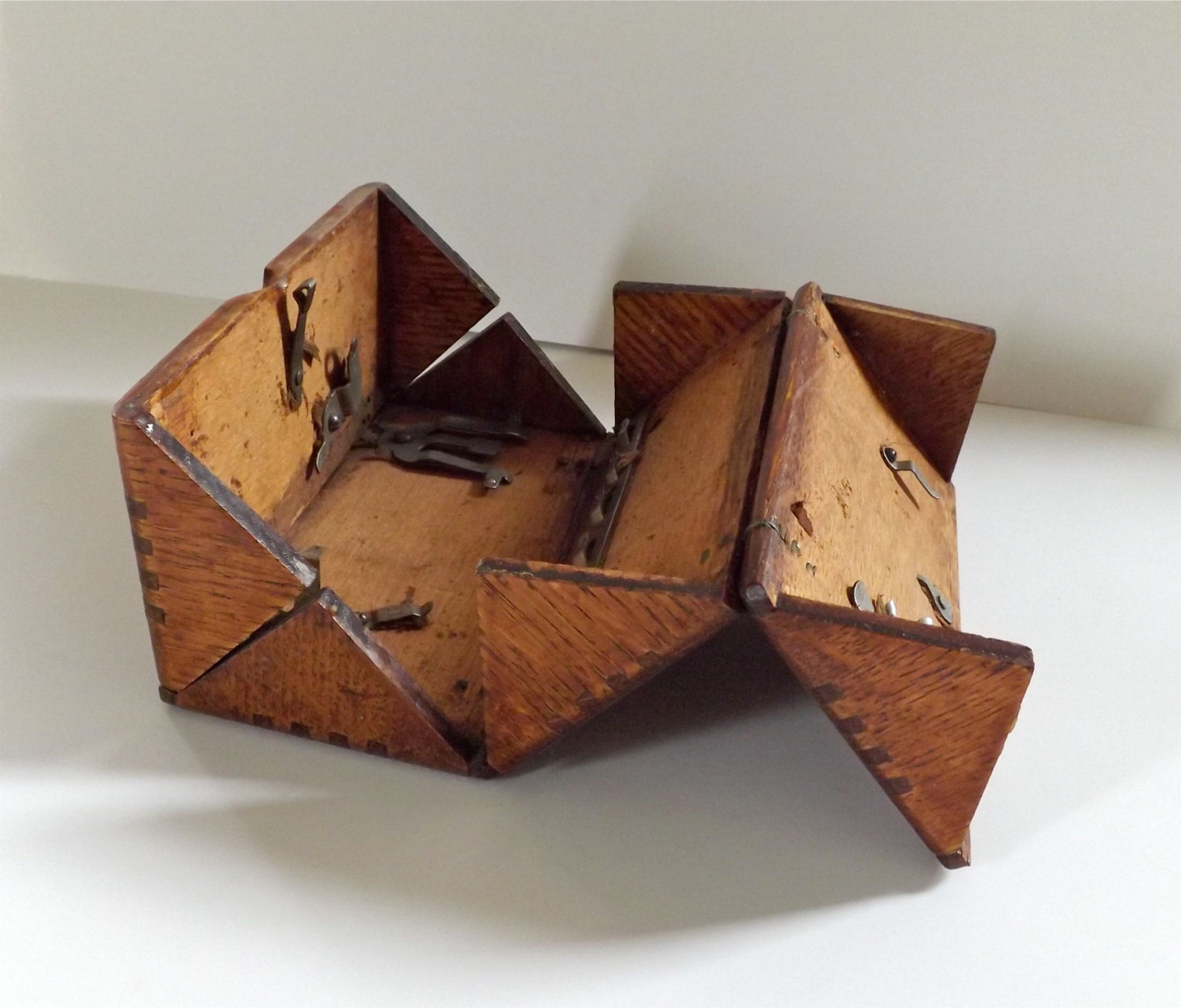 Antique Wooden Singer Folding Box Sewing Puzzle Box patent Etsy