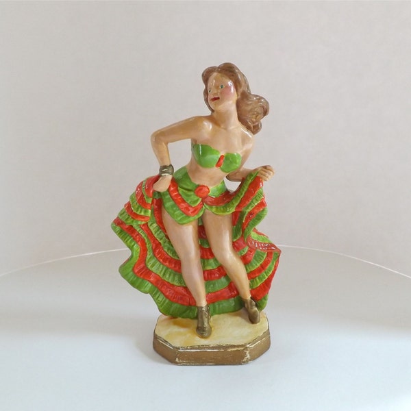 RESERVED Vintage -- Carnival Chalkware, 1950s, Cha-Cha Dancer, Kitsch